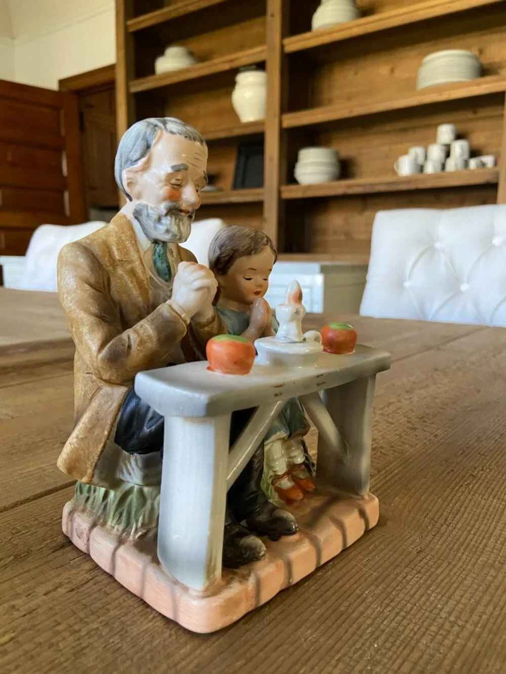 Vintage Norleans Japan Porcelain Old Man & Child Praying Figurine 7